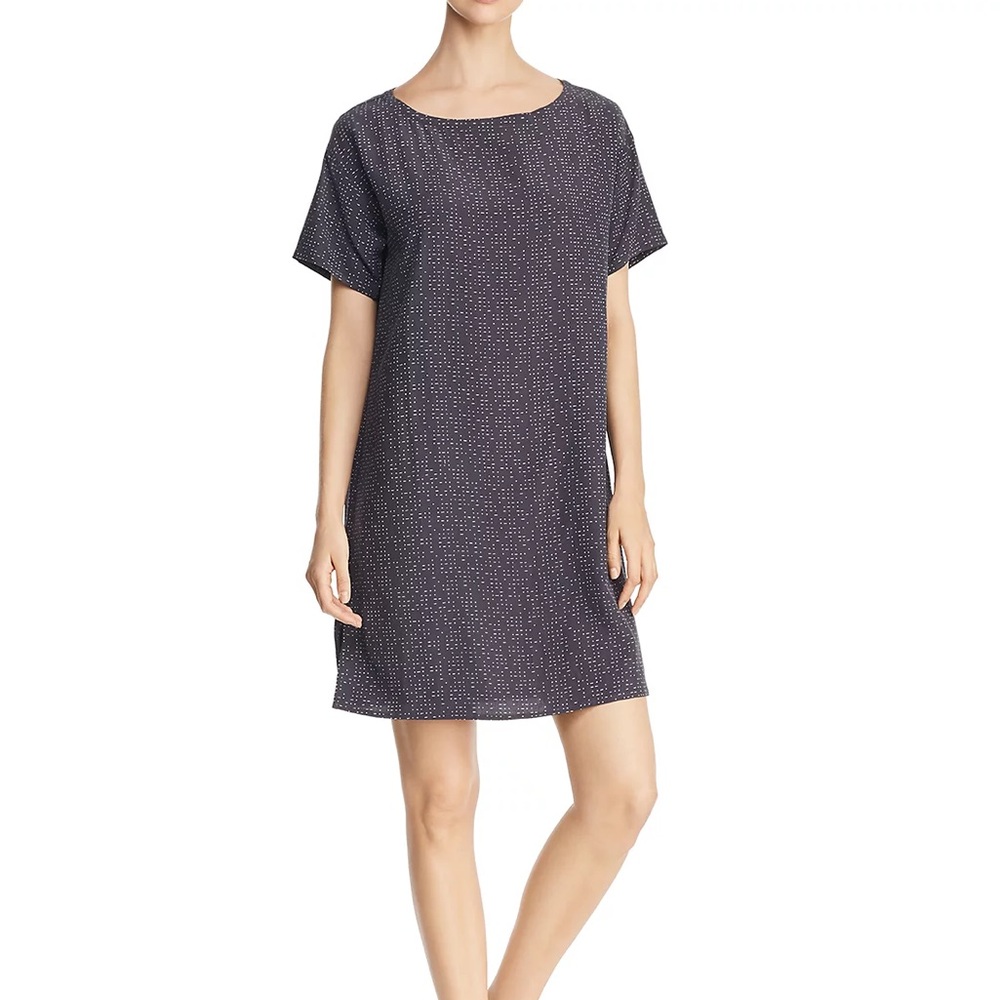 Eileen Fisher NWOT Dark Gray Dress Morse Code Pattern Size S